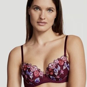 Victoria's Secret Burgundy Floral Bra